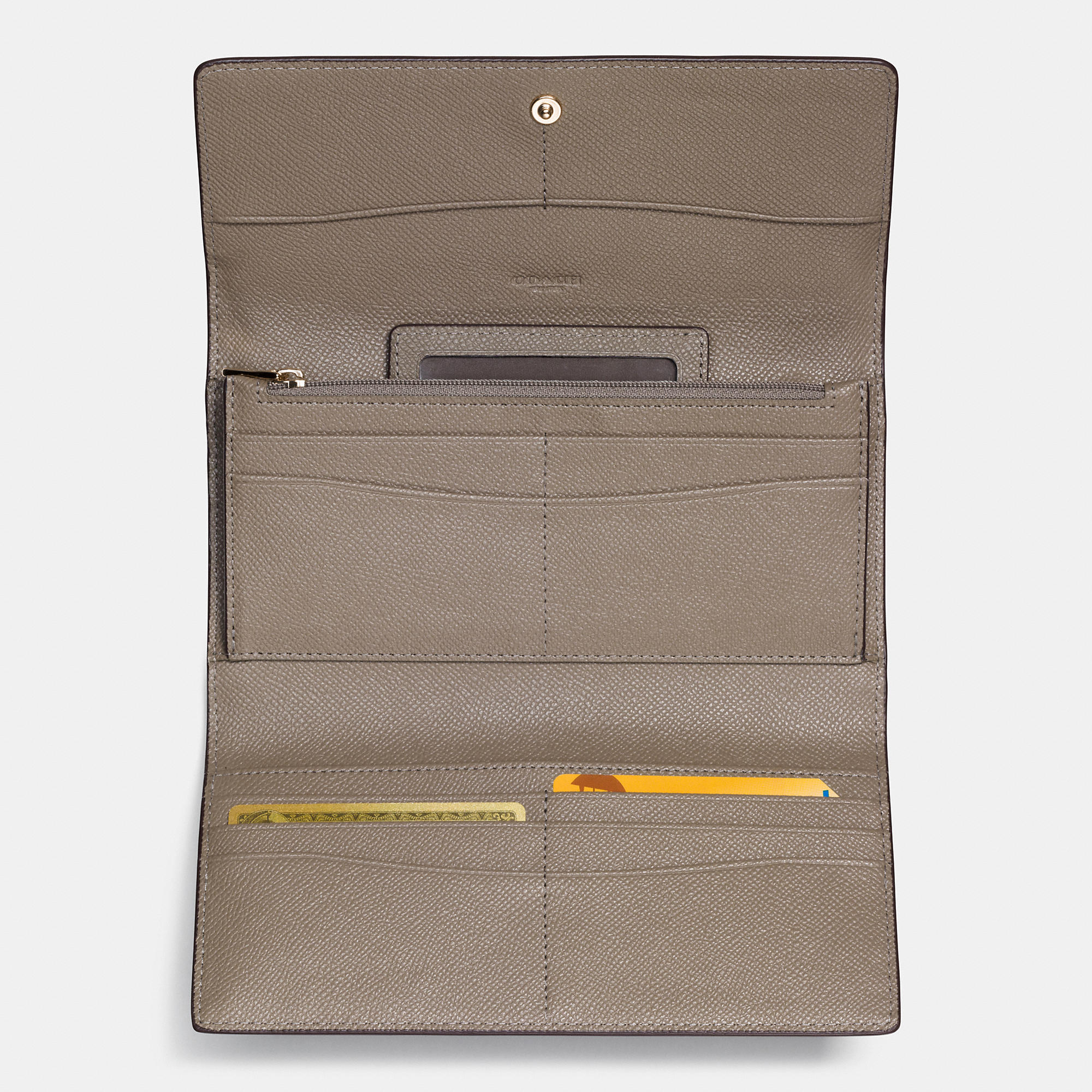 Coach Trifold Wallet In Crossgrain Leather On Sale  Coach Trifold Wallet In Crossgrain Leather On Sale